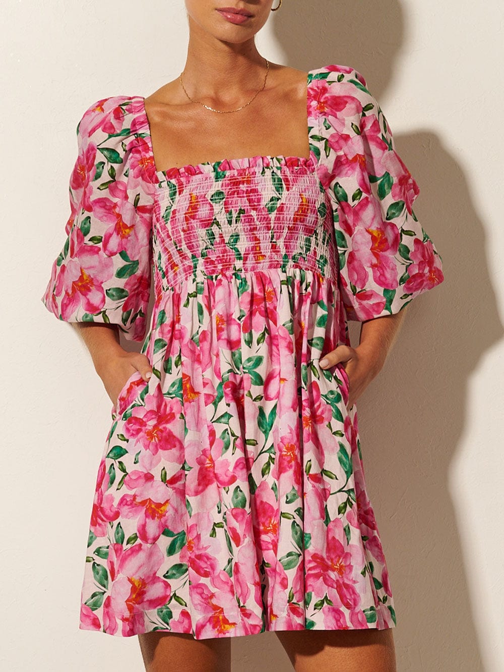 Antonia Shirred Mini Dress - Image 3
