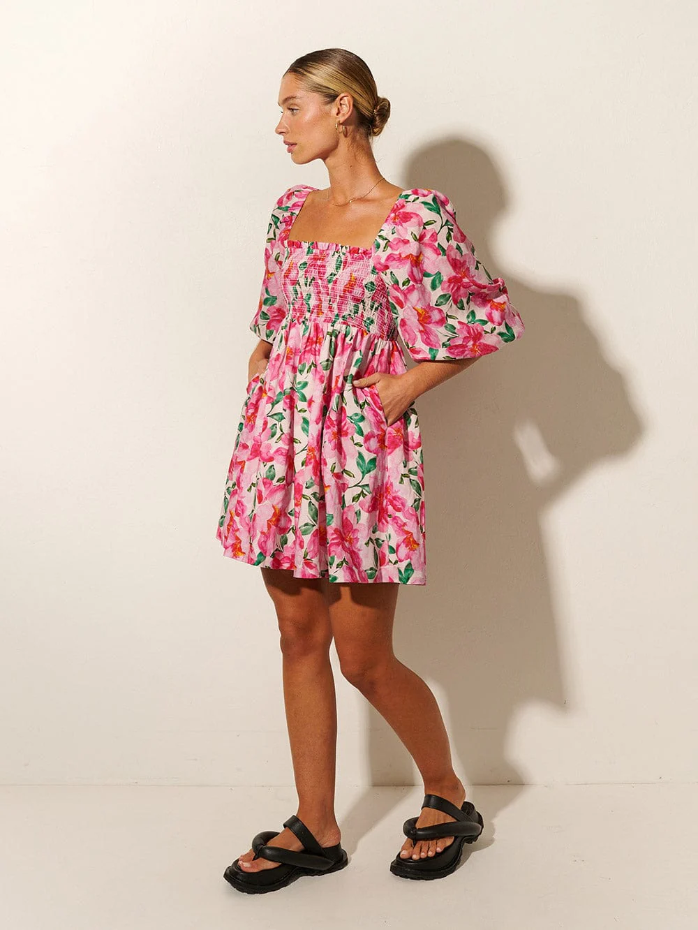 Antonia Shirred Mini Dress - Image 4