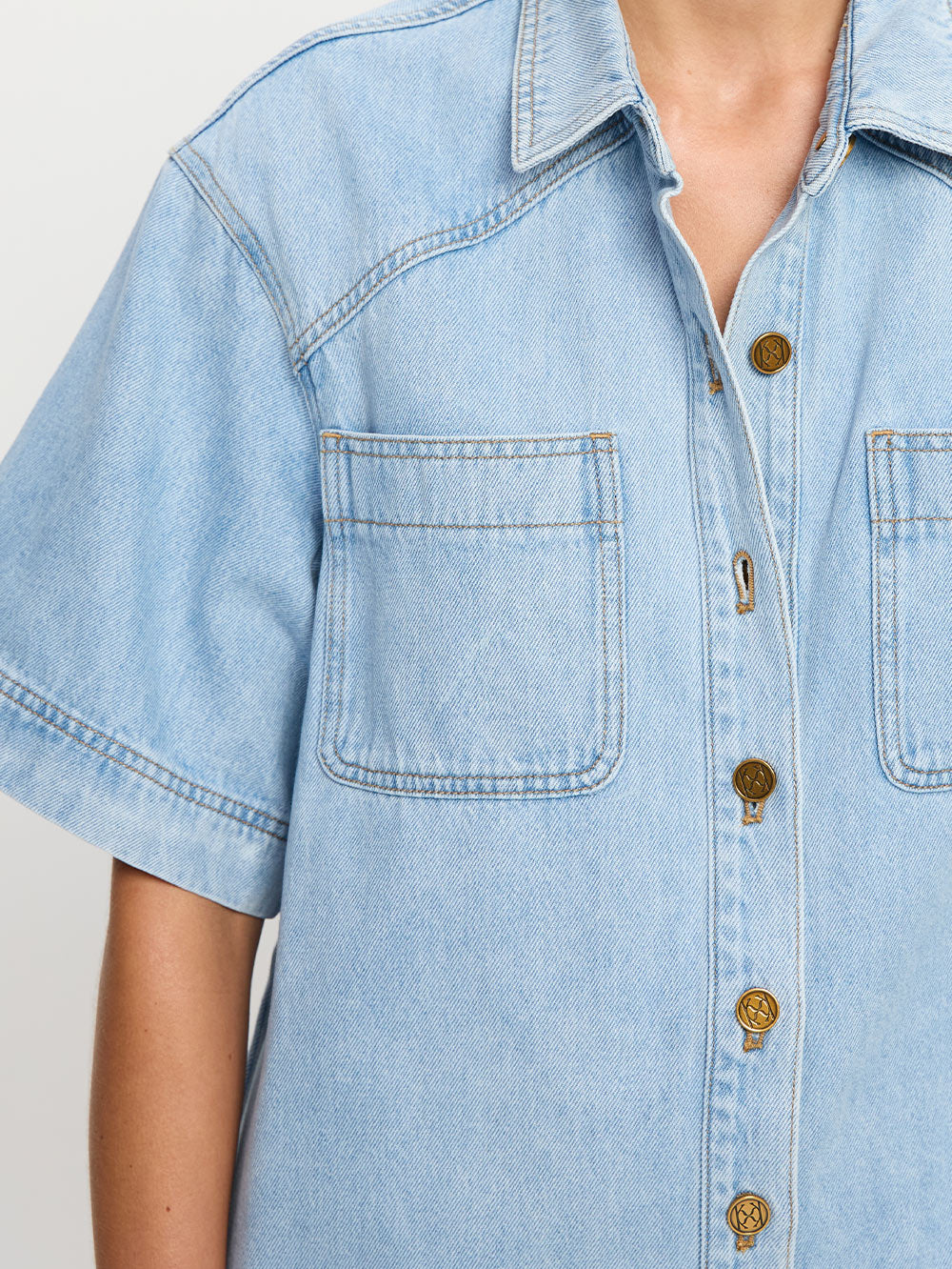 Avery Denim Mini Dress - Image 4