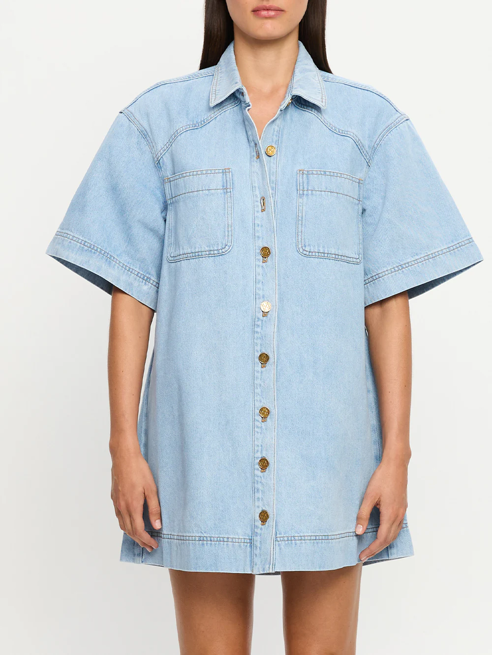 Avery Denim Mini Dress - Image 5