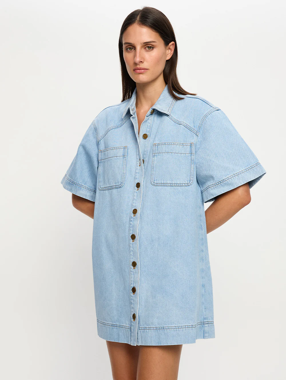 Avery Denim Mini Dress - Image 6