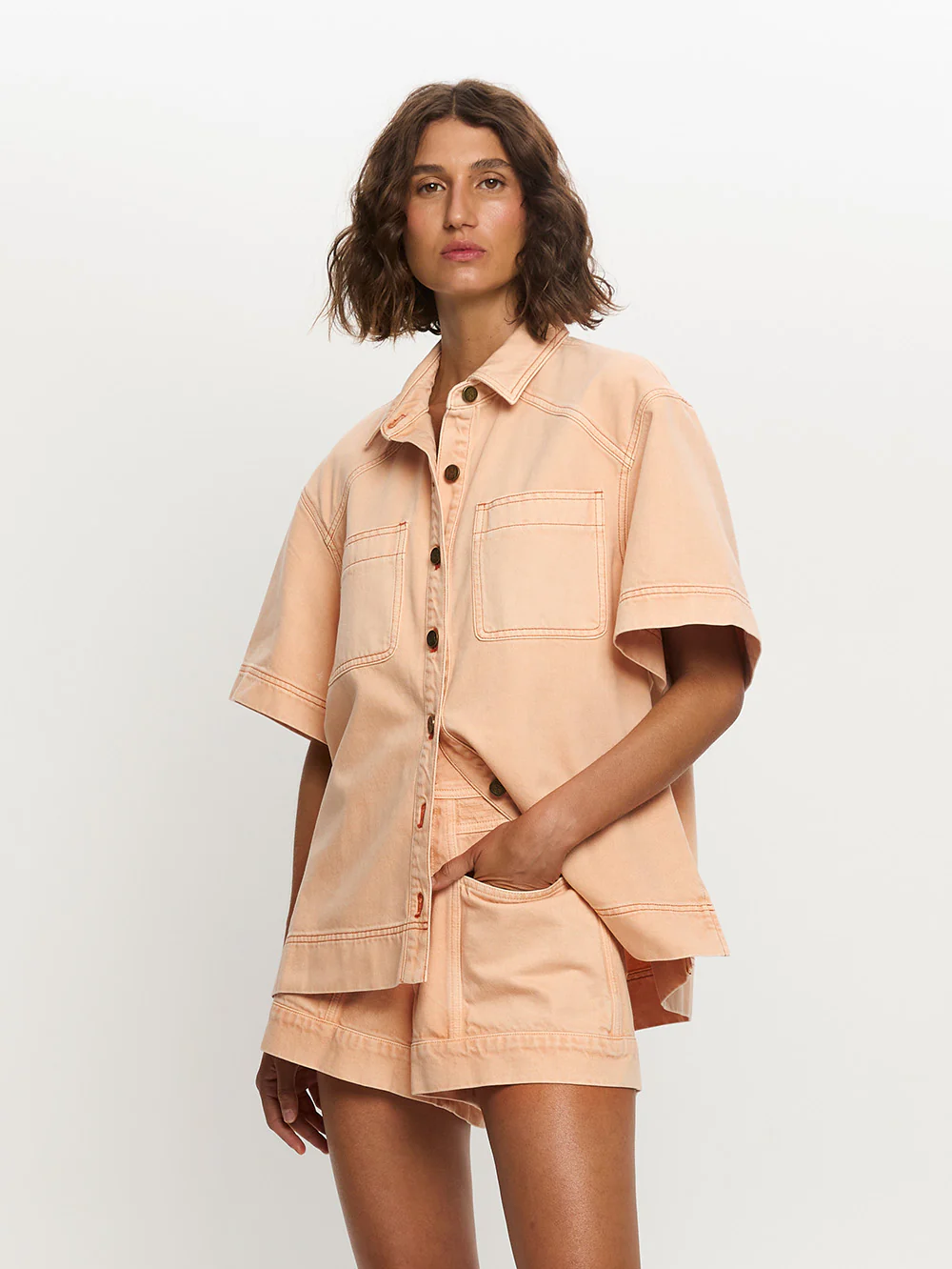 Cameron Denim Short - Peach - Image 5
