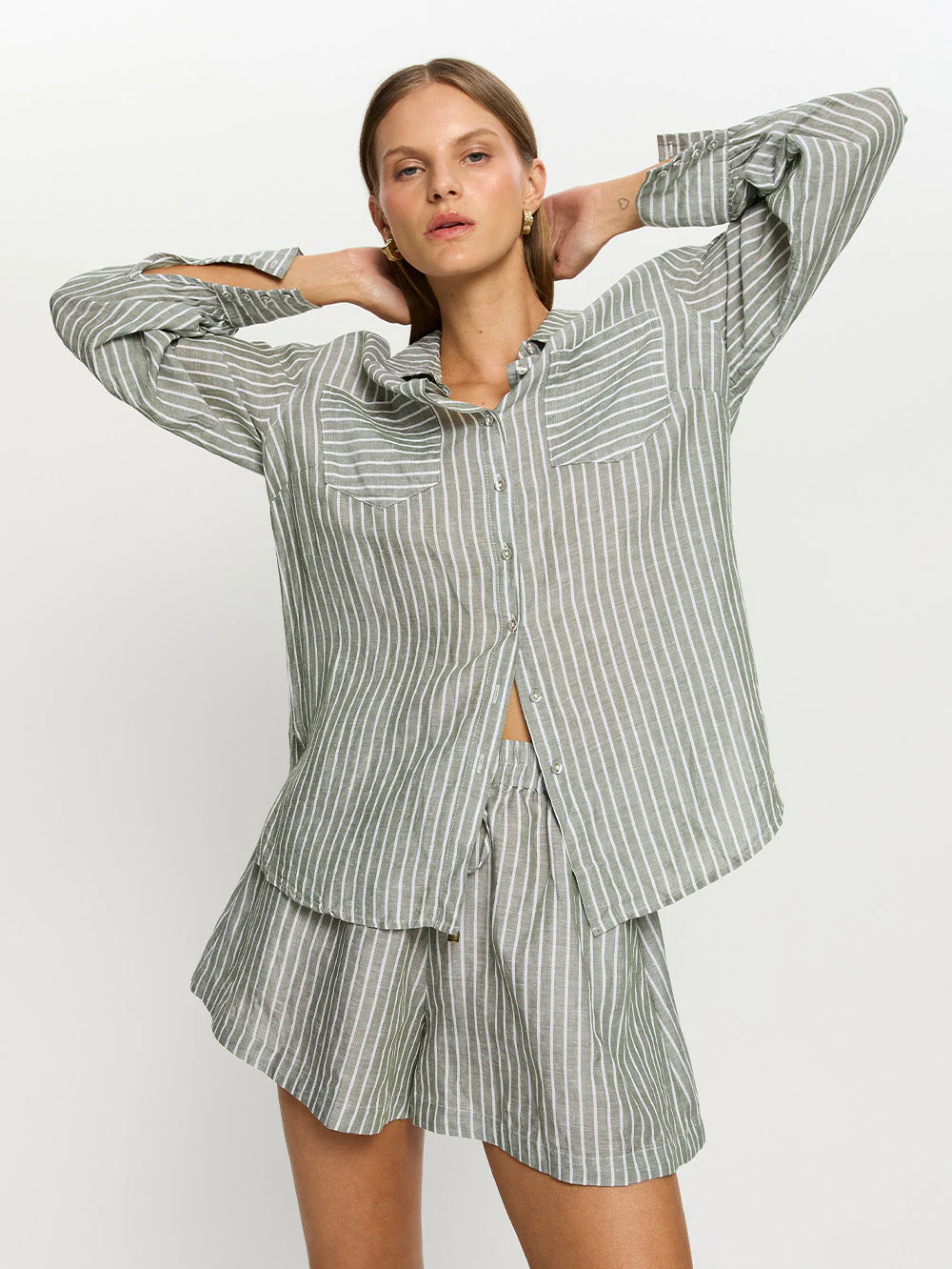 Elara Shirt - Green Stripe - Image 3