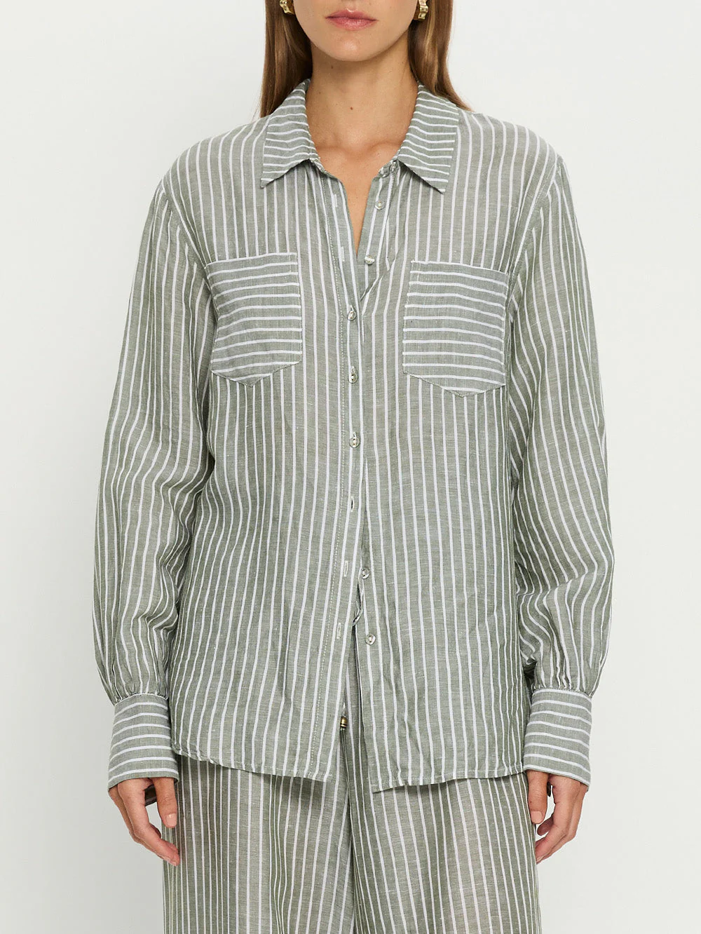 Elara Shirt - Green Stripe - Image 6