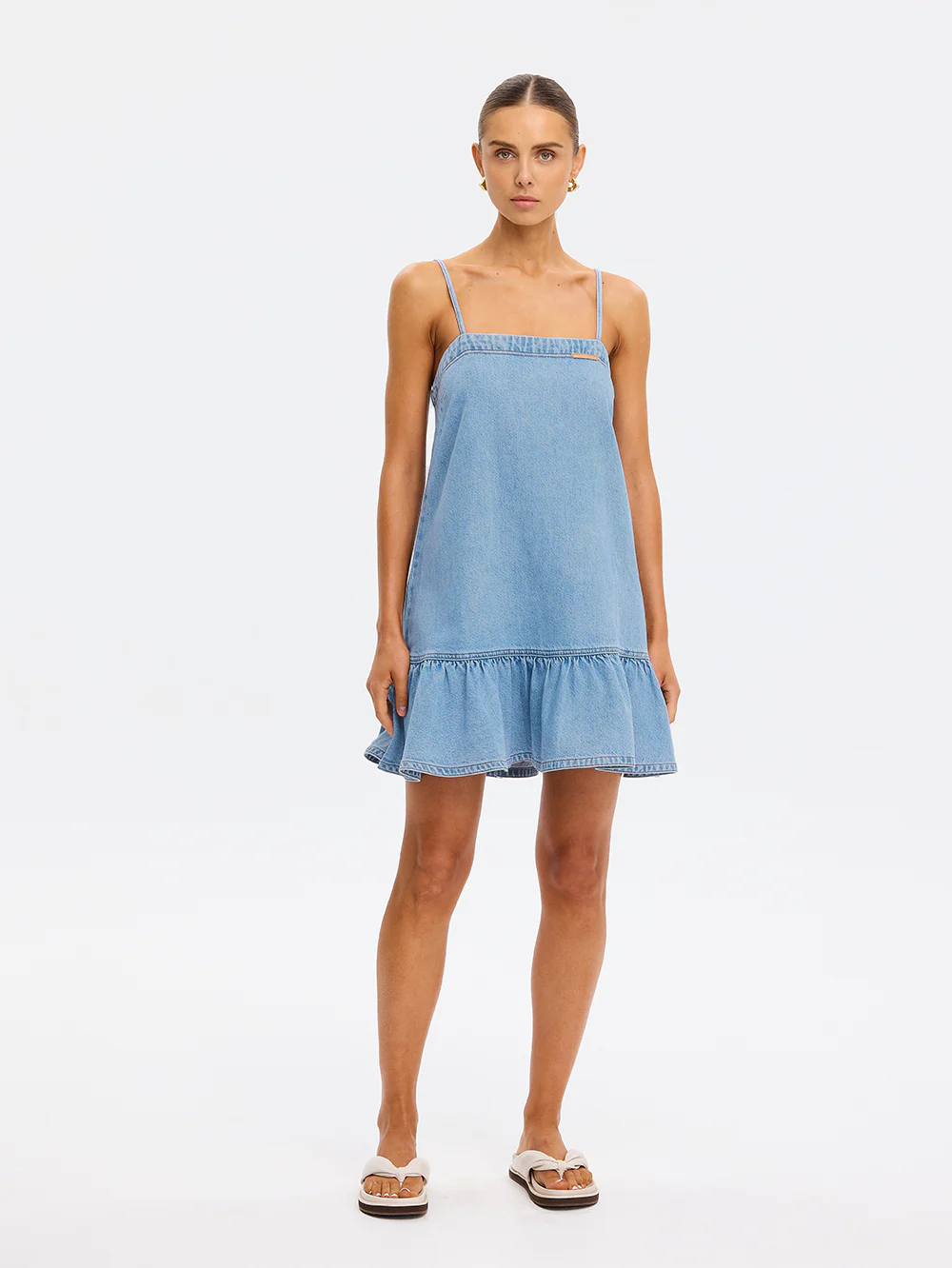 Emilie Denim Strappy Mini Dress - Image 3