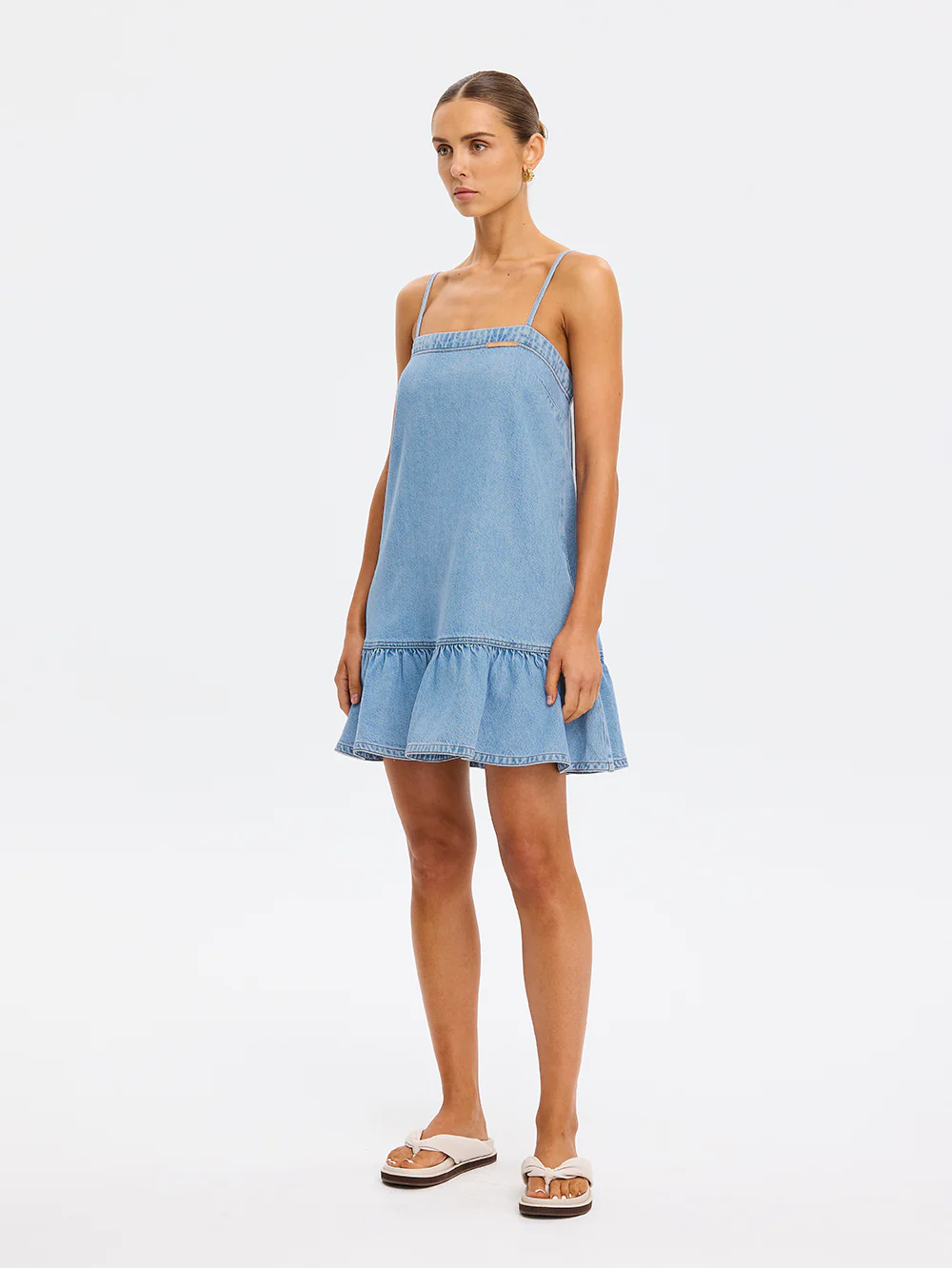 Emilie Denim Strappy Mini Dress - Image 4
