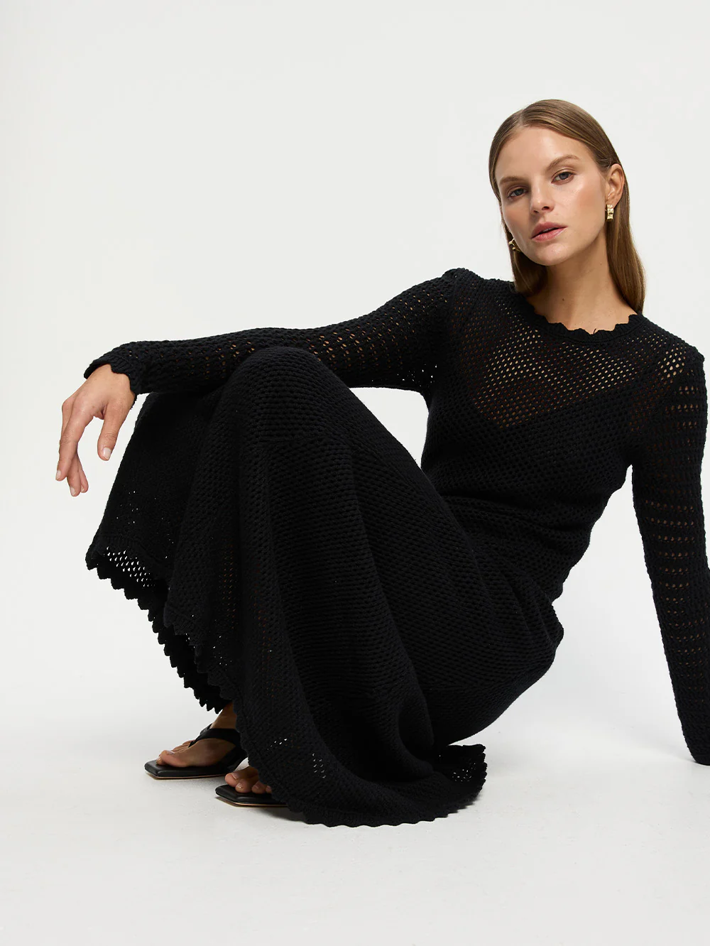 Ingrid Knit Midi Dress - Black - Image 6