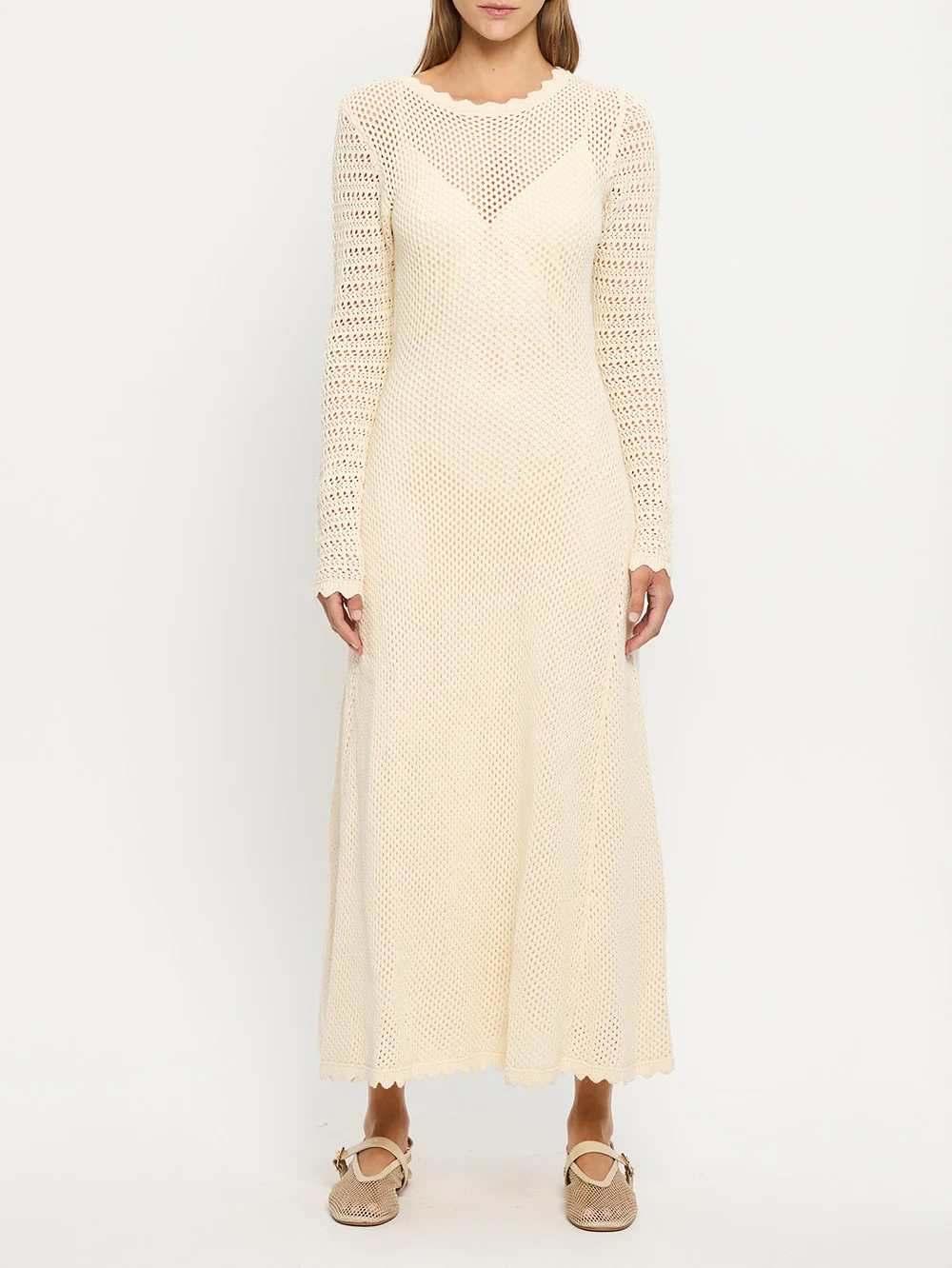 Ingrid Knit Midi Dress - Cream - Image 5