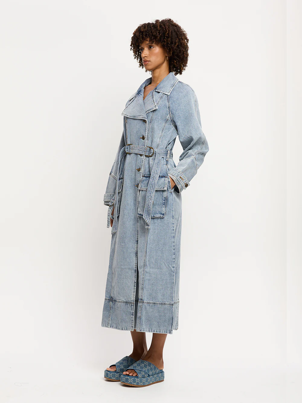 Olivia Denim Trench Coat - Image 3