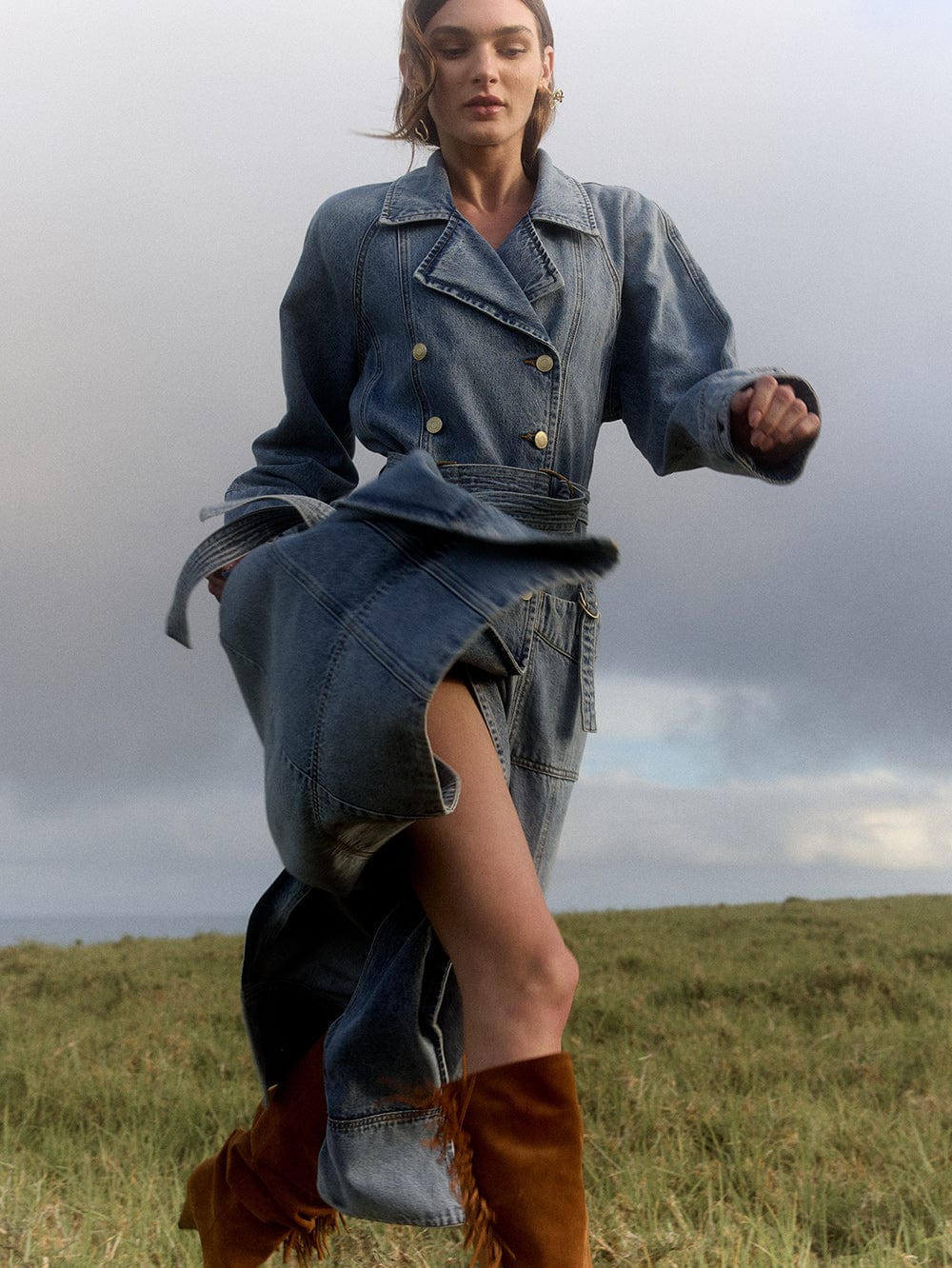 Olivia Denim Trench Coat - Image 9