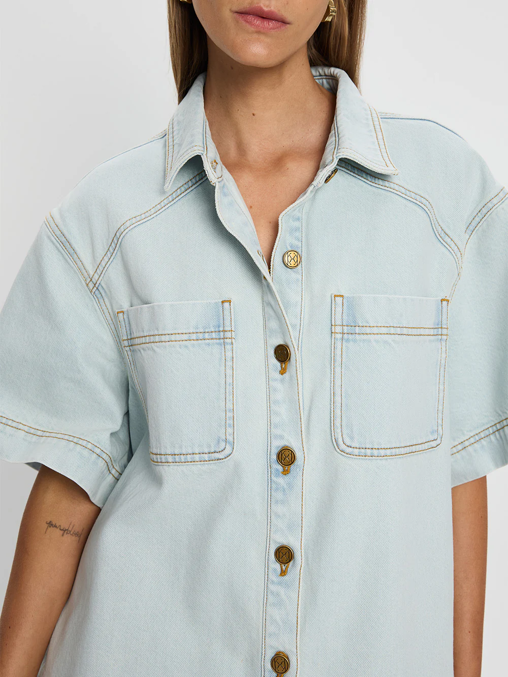 Paloma Denim Shirt - Pale Blue - Image 4