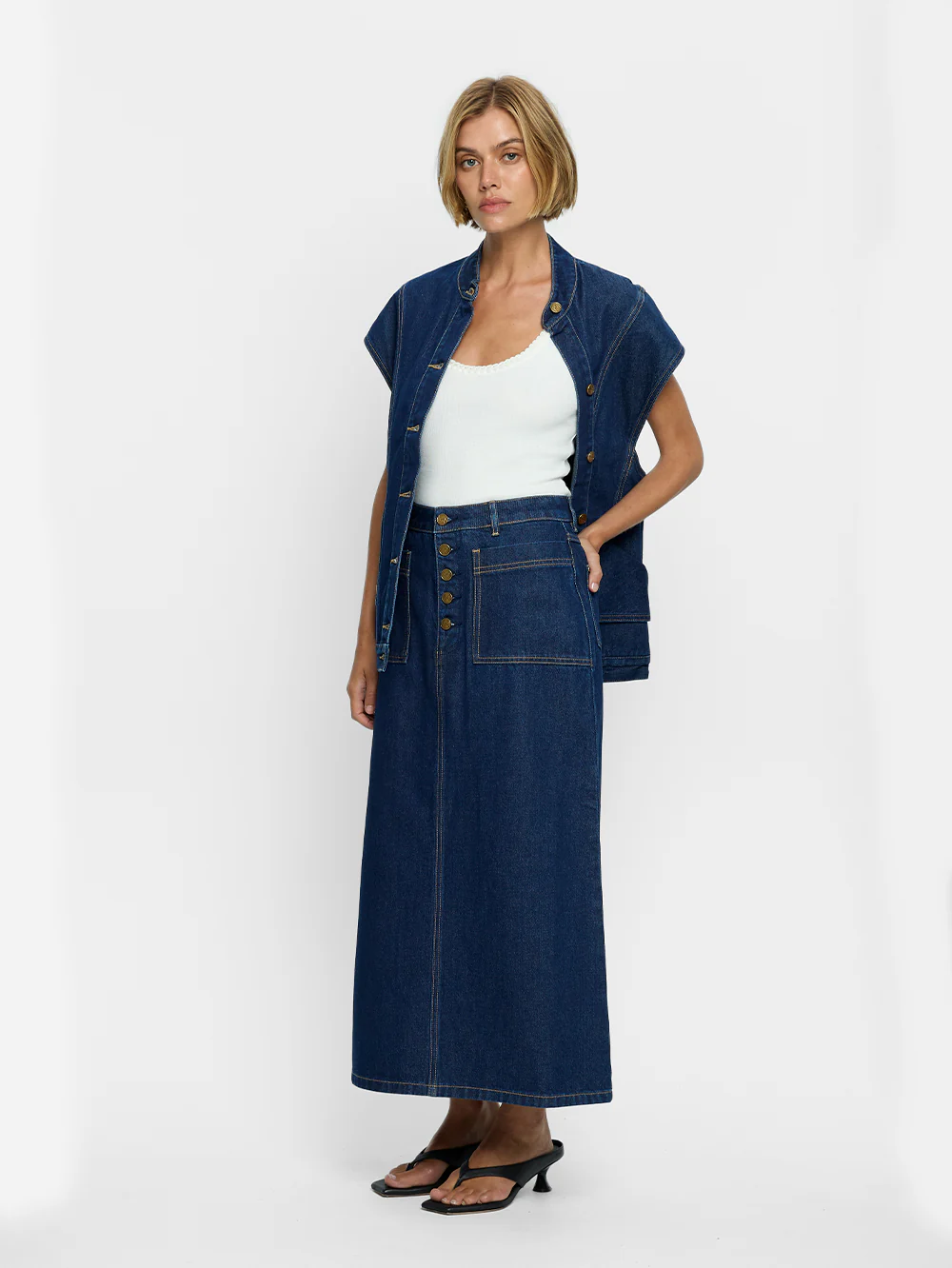 Remi Denim Midi Skirt - Image 2
